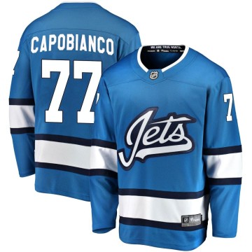 Breakaway Fanatics Branded Youth Kyle Capobianco Winnipeg Jets Alternate Jersey - Blue