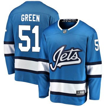 Breakaway Fanatics Branded Youth Luke Green Winnipeg Jets Alternate Jersey - Blue