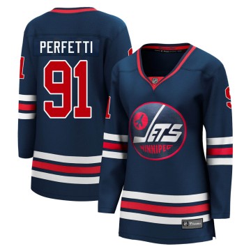 Premier Fanatics Branded Women's Cole Perfetti Winnipeg Jets 2021/22 Alternate Breakaway Player Jersey - Navy