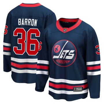 Premier Fanatics Branded Youth Morgan Barron Winnipeg Jets 2021/22 Alternate Breakaway Player Jersey - Navy